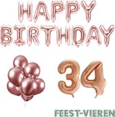 34 jaar Verjaardag Versiering Ballon Pakket Rosé Goud