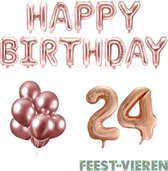 24 jaar Verjaardag Versiering Ballon Pakket Rosé Goud