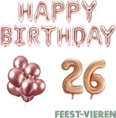 26 jaar Verjaardag Versiering Ballon Pakket Rosé Goud