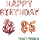 86 jaar Verjaardag Versiering Ballon Pakket Rosé Goud