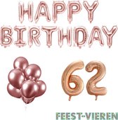 62 jaar Verjaardag Versiering Ballon Pakket Rosé Goud