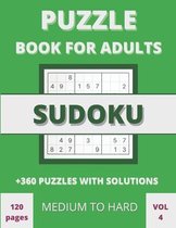 Sudoku Book for Adults - 360 Medium to Hard Puzzles With Solutions