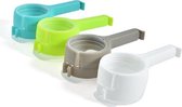 Zaksluiter met Schenktuit | Sluitclip | Sluiting | Schenkdop | Sluiting voor Zakken | Seal en schenk | Voedselclip | Voedsel Afsluiter | Vershoudclips | 4 stuks