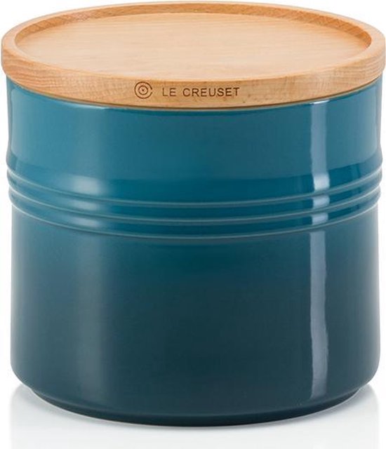 Le Creuset 2 voorraadpotten met houten deksel in Deep Teal