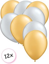 Premium Quality Ballonnen Goud & Zilver 12 stuks 30 cm