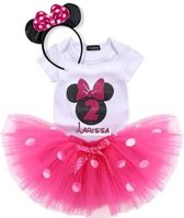 Minnie Mouse, pink, roze, verjaardag, 2 jaar, set, tutu + NAAM bedrukking! (mt 86/92)