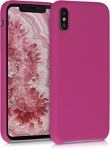 kwmobile telefoonhoesje voor Apple iPhone XS - Hoesje met siliconen coating - Smartphone case in granaatappelrood