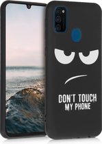 kwmobile telefoonhoesje compatibel met Samsung Galaxy M30s - Hoesje voor smartphone in wit / zwart - Don't Touch My Phone design