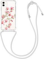 kwmobile telefoonhoesje voor Apple iPhone 11 - Hoesje met koord in poederroze / wit / transparant - Back cover voor smartphone