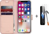 GSMNed - Wallet Softcase iPhone X/XS roze – hoogwaardig leren bookcase roze - bookcase iPhone X/XS roze - Booktype voor iPhone roze - met screenprotector iPhone roze