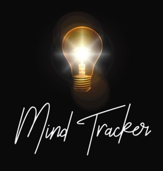 Verlichte gloeilamp met de tekst 'Mind Tracker' eronder.