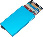 Basic  Walletstreet Uitschuifbare Pasjeshouder - Aluminium Creditcardhouder Card Protector Anti-Skim/ RFID Card Protector 7 Pasjes - Blauw