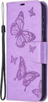 Mobigear Telefoonhoesje geschikt voor Samsung Galaxy S21 Plus Hoesje | Mobigear Butterfly Bookcase Portemonnee | Pasjeshouder voor 2 Pasjes | Telefoonhoesje voor Pinpas / OV Kaart / Rijbewijs - Paars