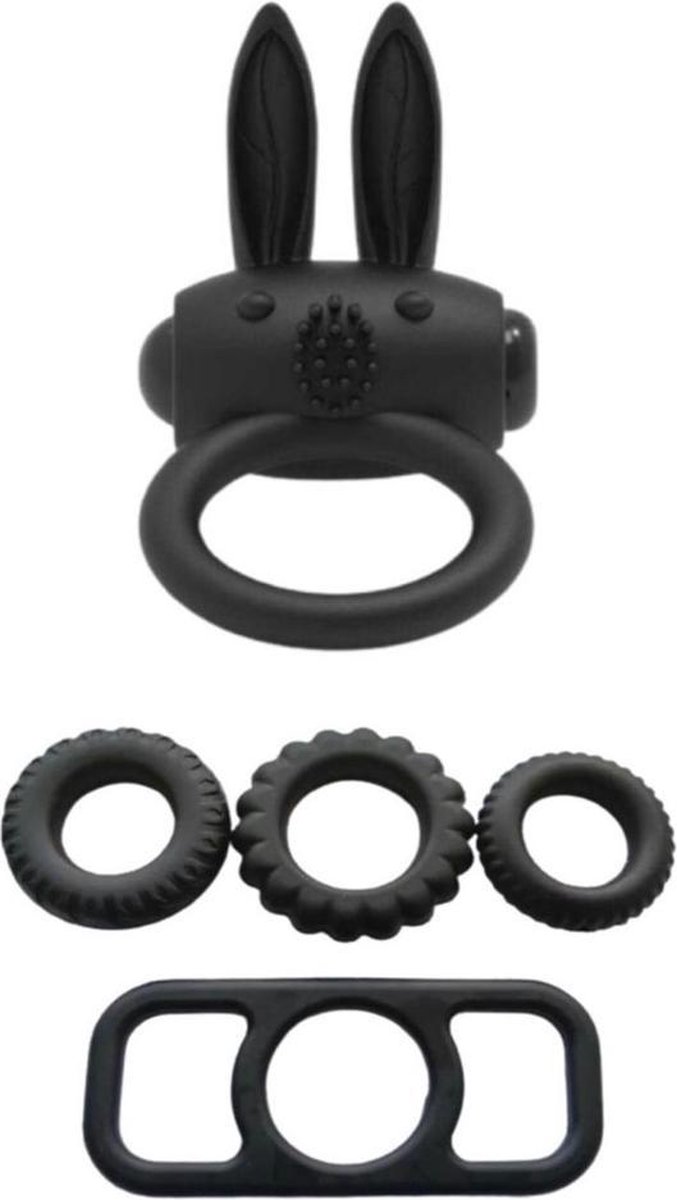 Erodit® Vibrerende cockring set -zwart - Penisringen - Ball-stretcher - Uitstel van orgasme en ejaculatie -Seksspeeltje voor Koppels - Sex toy voor mannen - Erotiek voor mannen en vrouwen - Erotiek voor koppels