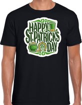 St. Patricks day t-shirt zwart voor heren - Happy St. Patricks day - Ierse feest kleding / outfit / kostuum L