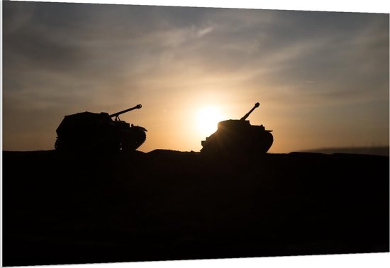Forex - Twee Tanken bij Zonsondergang - 150x100cm Foto op Forex