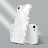 Voor iPhone SE 2020 Color Button Clear Full Coverage Shockproof TPU Case (Wit)