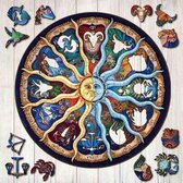 Legpuzzels - Houten jigsaw puzzel A4- Houten Puzzel Zonnekalender/Sterrenbeelden - Houten Legpuzzel - Wooden Jigsaw Puzzle Sun Calender/Twelve Constellations A4