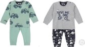 Dirkje SET (2stuks) pyjamas Bio Cotton Groen car en Grijs space - 74/80