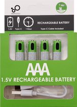 AAA Batterijen - 4x Oplaadbare AAA batterij - met usb-c oplaadsnoer /oplader - <1200x oplaadbaar cyclus