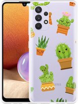 Hoesje Geschikt voor Samsung Galaxy A32 4G Happy Cactus