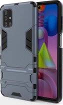 Samsung Galaxy M51 Hoesje - Mobigear - Armor Stand Serie - Hard Kunststof Backcover - Blauw - Hoesje Geschikt Voor Samsung Galaxy M51