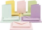 Kaarten en enveloppen, afmeting kaart 10,5x15 cm, afmeting envelop 11,5x16,5 cm, pastelkleuren, 50sets