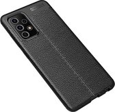 Samsung Galaxy A72 hoesje - MobyDefend TPU Gelcase - Lederlook - Zwart - GSM Hoesje - Telefoonhoesje Geschikt Voor: Samsung Galaxy A72