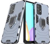 Samsung Galaxy A72 hoesje - MobyDefend Dubbelgelaagde Pantsercase Met Standaard - Navy Blauw - GSM Hoesje - Telefoonhoesje Geschikt Voor: Samsung Galaxy A72