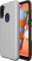 Voor Samsung Galaxy A11 (EU-versie) Triangle Armor Texture TPU + pc-behuizing (zilver)