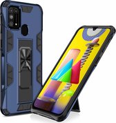 Voor Samsung Galaxy M31 / M30s Soldier Armor Schokbestendig TPU + PC magnetische beschermhoes met houder (blauw)