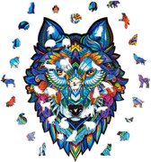 123puzzles - Kleurrijke Houten Dieren Puzzel Wolf A4