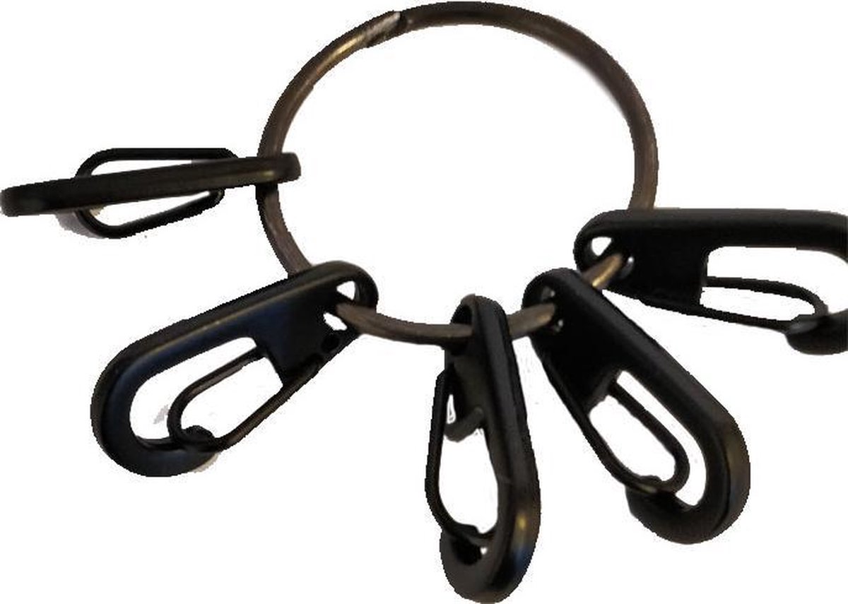 Sleutelhanger metalen ring met 5  musketonhaken - Misjuba