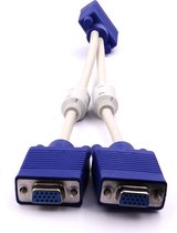 15 Pin VGA-Mannetje aan 2 Pin VGA-Vrouwtje Kabel - SVGA-Monitorsplitser Uitbreiding - Adapterconvertor Videokabel voor PC-TV - Blauw