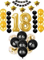 18 jaar verjaardag feest pakket Versiering Ballonnen voor feest 18 jaar. Ballonnen slingers opblaasbare cijfers 18. 38 delig