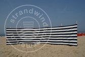 Strand Windscherm 7 meter dralon marine blauw/wit met houten stokken