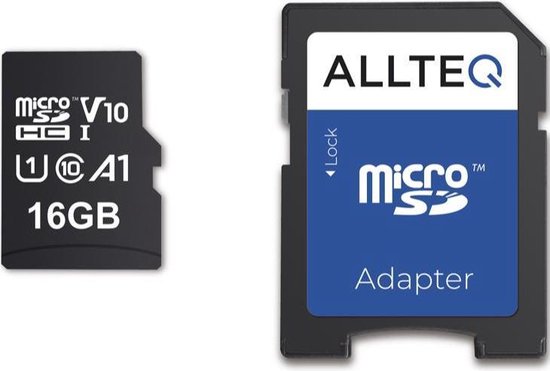 kanker Vermaken Apt Micro SD Kaart 16 GB - Geheugenkaart - SDHC - V10 - incl. SD adapter -  Allteq | bol.com