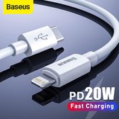 Baseus USB-C naar Lightning Kabel - 1,5 Meter - 20W Snellader / Fast Charger - Wit