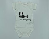 Romper mr awesome - Wit, 62/68
