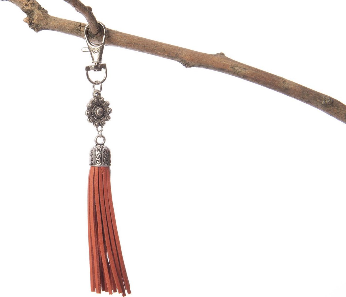 Madhura Bags Tassenhanger Zeeuwse Knoop Donker Oranje – Kwastje - PU - sleutelhanger