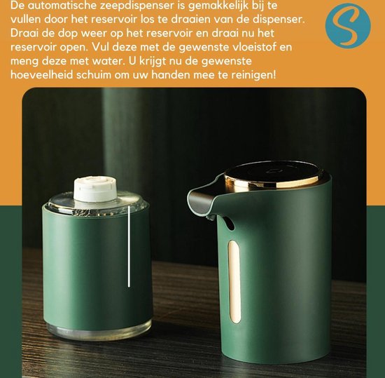Green Lush Comfort - Automatische Zeepdispenser voor Desinfecterende Gel - Desinfectie Dispenser - No Touch Zeep Pomp - Handsfree Zeeppomp Elektrisch - Sensor - Hygiënisch - Keuken - Badkamer - Toilet