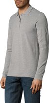 SENVI® Piqué Polo met Lange Mouwen - Kleur Grey melange - Maat XXXL (3XL)