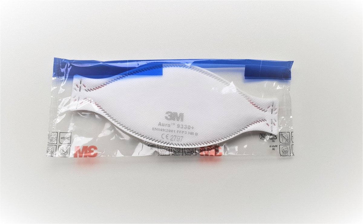 3M™ - Aura™- masker- FFP3 - zonder ventiel - 1 stuk - verpakt