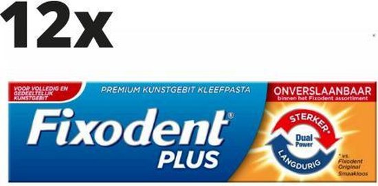 Fixodent Plus Dual Power Kleefpasta - Voordeelverpakking - 12 Stuks