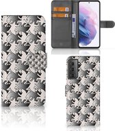 Wallet Book Case Geschikt voor Samsung Galaxy S21 Plus Smartphone Hoesje Salamander Grey