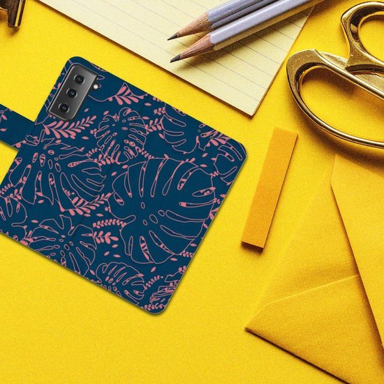 Portefeuille Samsung Galaxy S21 Coque Compatible avec Feuilles De Palmier