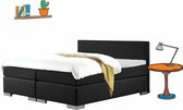 Boxspring Pitten - 180x200 Zwart skai - Pocketvering - geveerde box