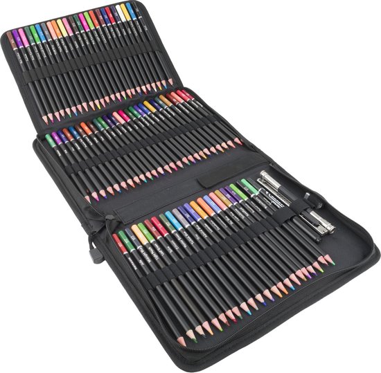 Castle Art Supplies 120 Colored Pencils Set with Zipper Closure | Quality Soft Core Colored Leads for Adult Artists, Professionals and Colourists | In neat, strong zippered carrying bag