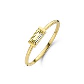 New Bling 9NB 0542-58 Zilveren Ring Dames - Zirkonia - Rechthoek - Maat 58 - Geel - Gold Plated (Verguld / Goud op Zilver)