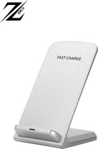 ZORIX®-Draadloze Telefoonlader - Wireless Fast charger - staand model - geleverd met usb kabel - geschikt voor o.a. Samsung Galaxy en iPhone en andere modellen-Wit Kleur